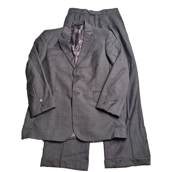Jos A Bank Plaid Suit 33R Pants 39R Jacket 2B Signature Gold - Picture 1 of 10